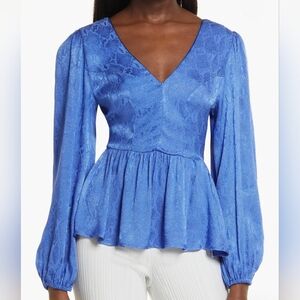 TopShop Jacquard Peplum Blouse